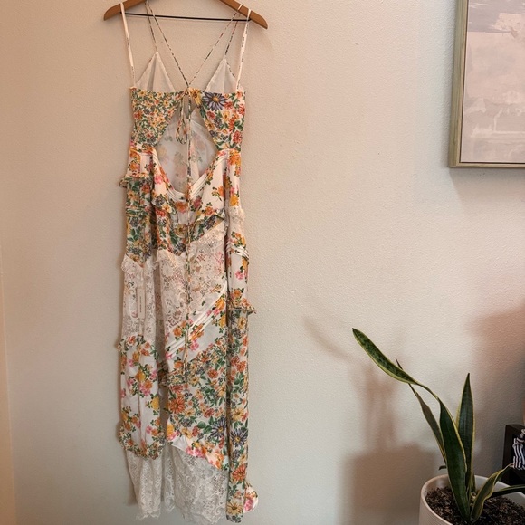 For Love And Lemons Floral The Rosalyn Maxi Marigold Green XL NEW